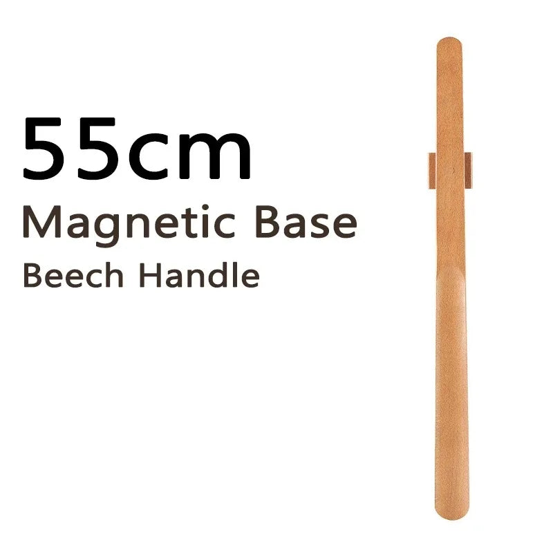 Långt Skohorn med Trähandtag - 55cm Magnetiskt