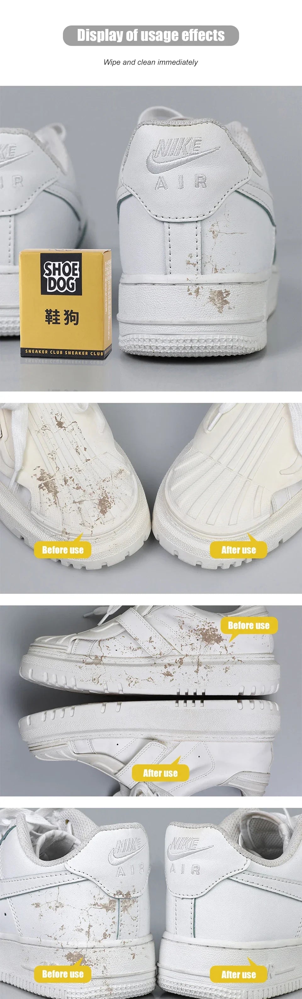 Portable shoe wiper, shoe shine, waterproof cleaning, suede leather sneakers, rubber decontamination, shoe cleaner